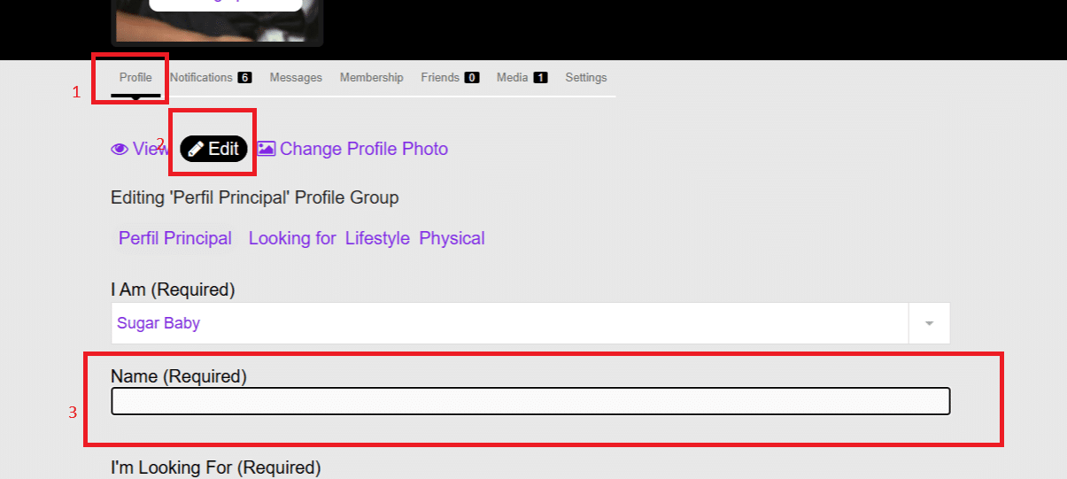 Screenshot of how to change the username on the platform.