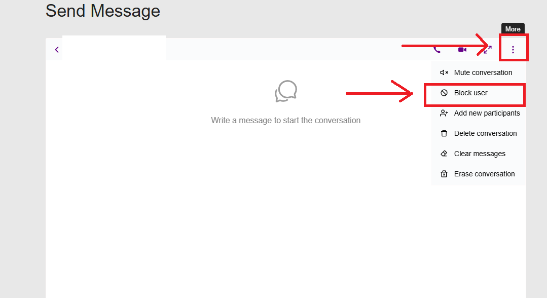 Screenshot of how to block users